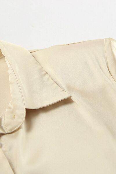Button Down Long Sleeve Satin Shirt for Effortless Style - Selvanelle