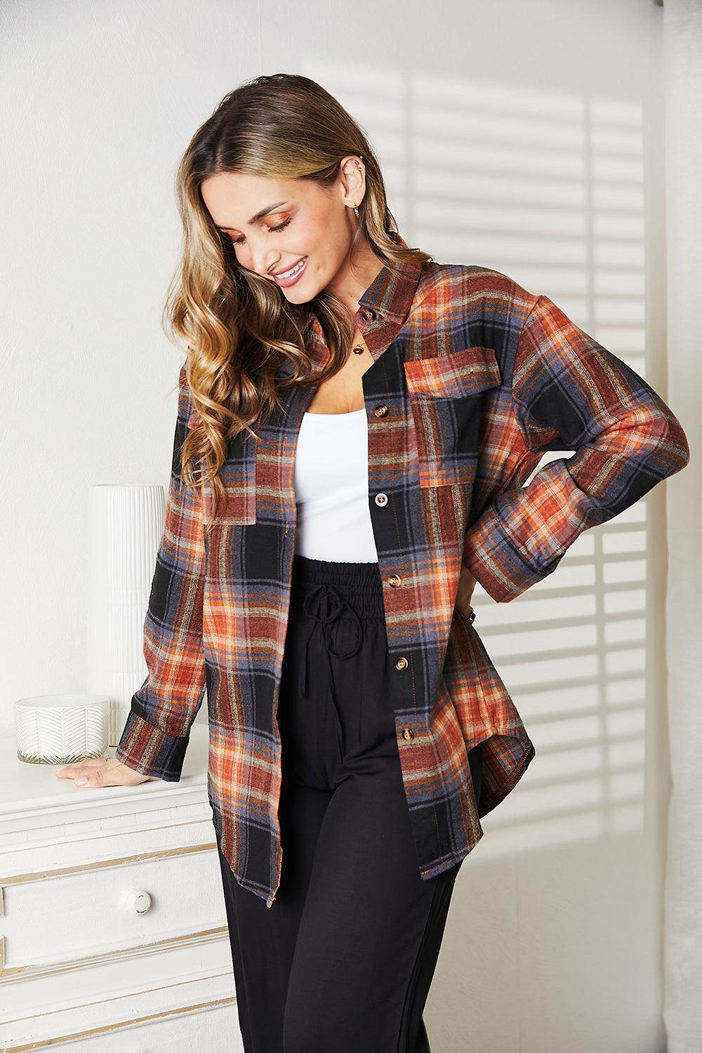 Mandy Plaid Dropped Shoulder Shirt for Casual Chic Style - Selvanelle