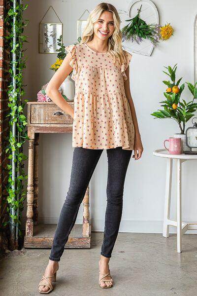 Heimish Full Size Butterfly Short Sleeve Floral Top Plus Size - Selvanelle