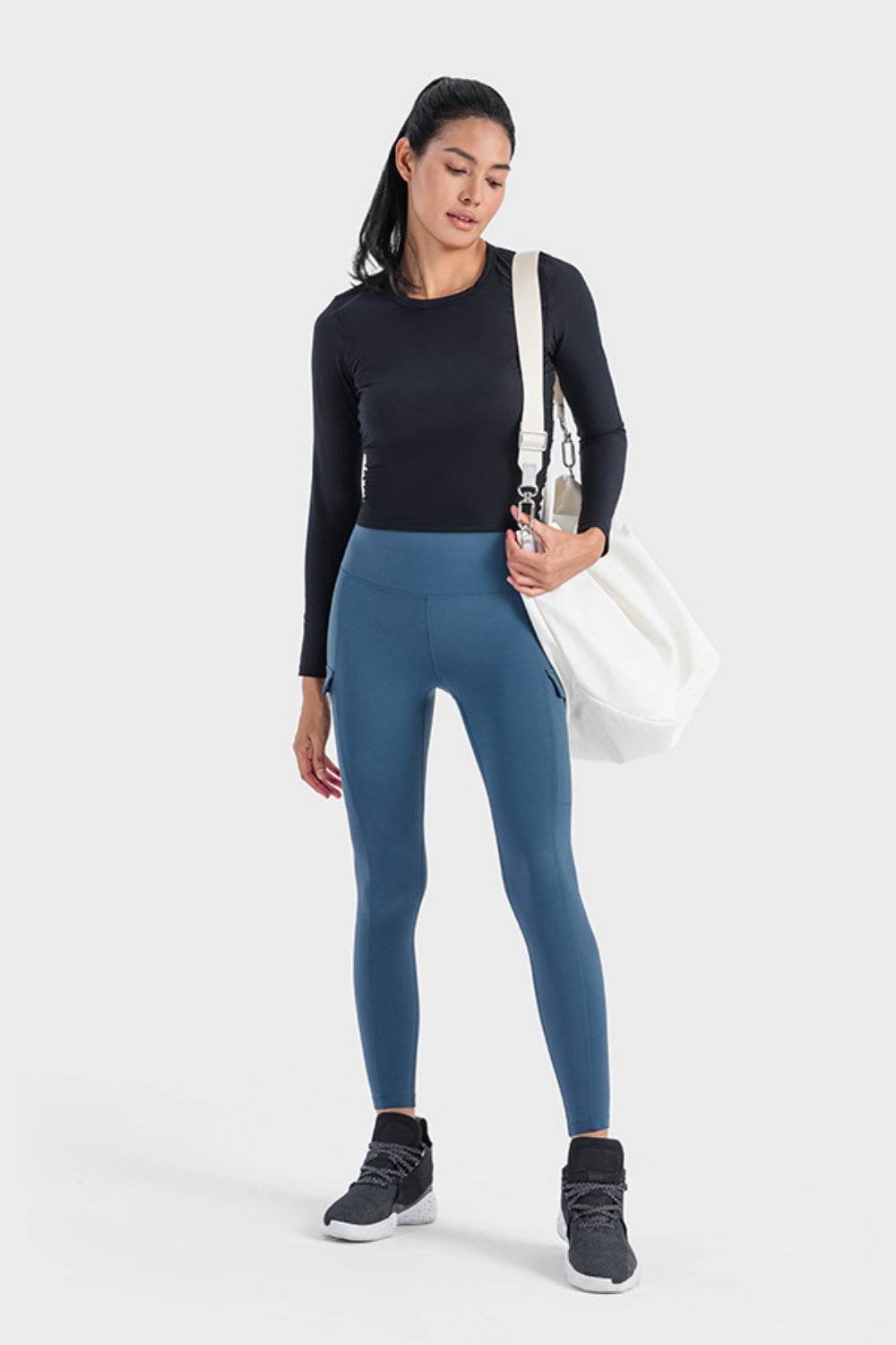 Millennia Round Neck Long Sleeve Sports Top - Selvanelle