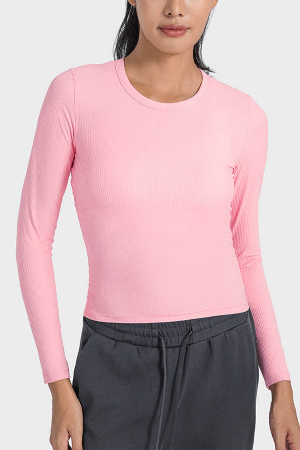 Millennia Round Neck Long Sleeve Sports Top - Selvanelle