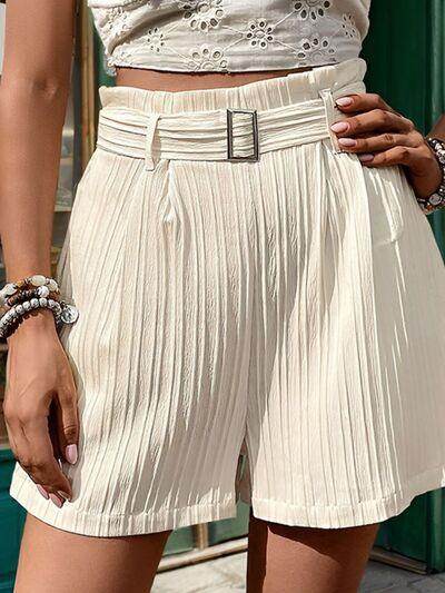 Perfee Textured High Waist Shorts with Pockets for Women - Selvanelle