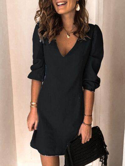 Full Size V-Neck Half Sleeve Dress for Everyday Wear - Selvanelle
