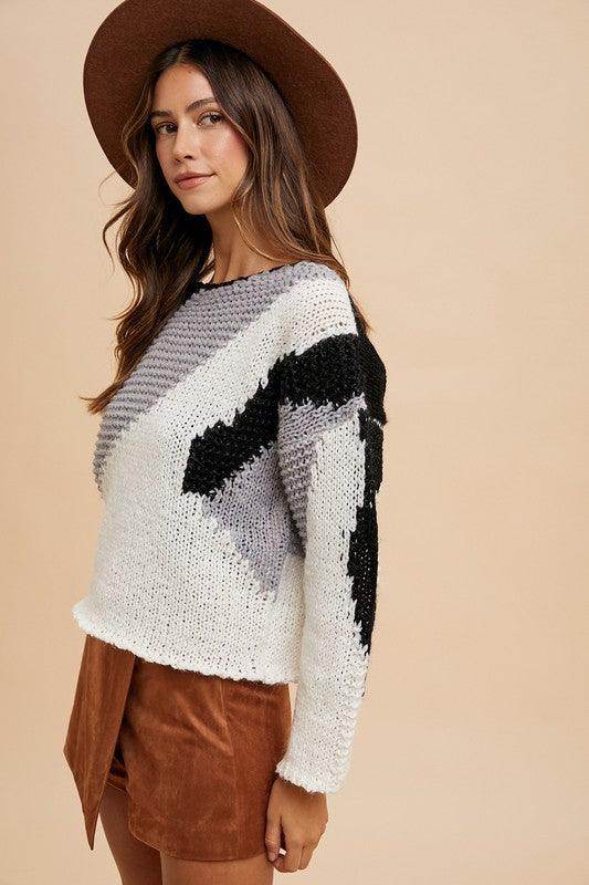 Annie Wear Color Block Drop Shoulder Sweater for Women - Selvanelle