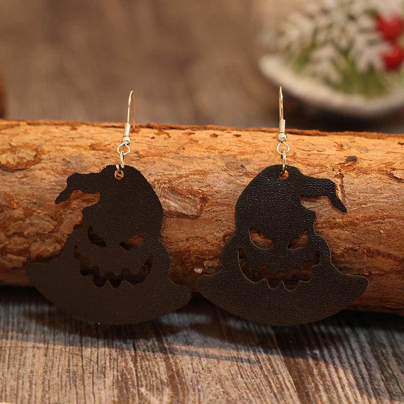 PU Leather Hat Shape Earrings for Fashionable Style - Selvanelle