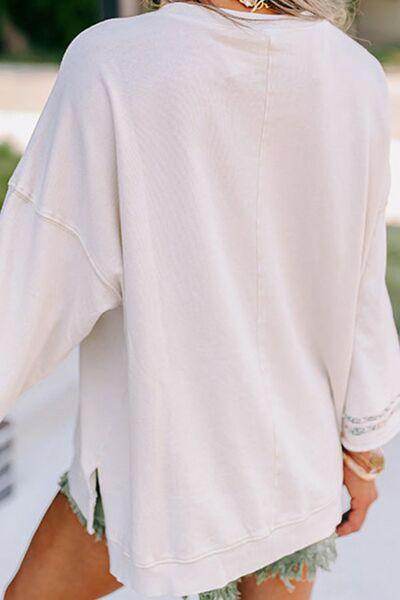 Peace Patch Round Neck Long Sleeve Top for Women Fashion - Selvanelle