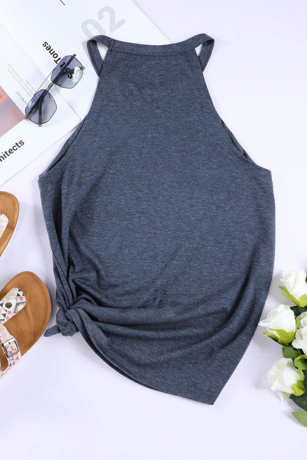 Bow Graphic Round Neck Tank for Stylish Summer Wear - Selvanelle