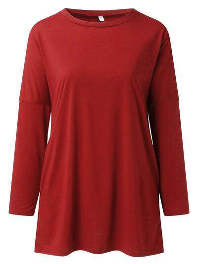 Full Size Round Neck Long Sleeve T-Shirt for Women - Selvanelle