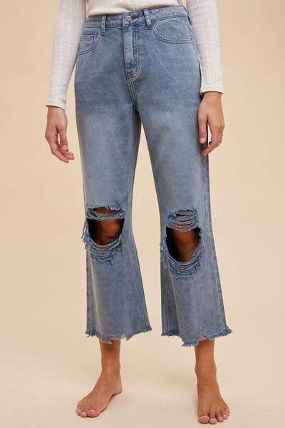 Annie Wear Distressed Raw Hem Jeans for Casual Style - Selvanelle