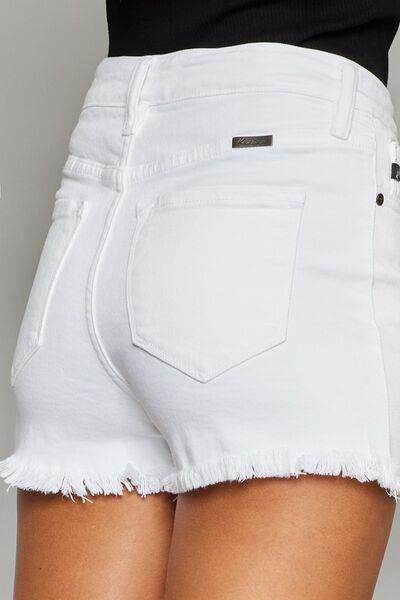 Kancan Full Size High Rise Frayed Hem Denim Shorts for Women - Selvanelle