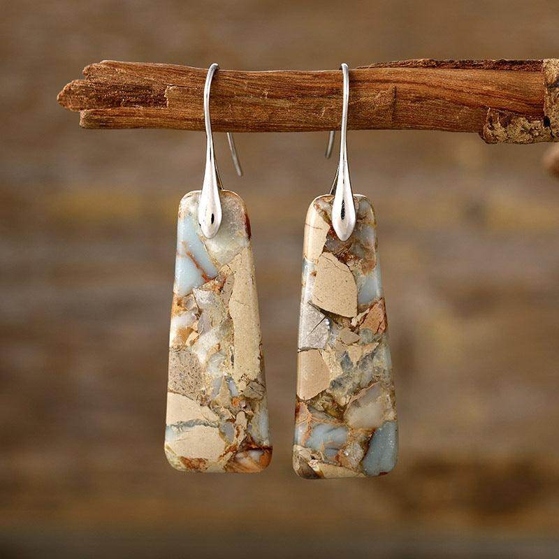 Copper Natural Stone Earrings with Platinum and Gold Plating - Selvanelle