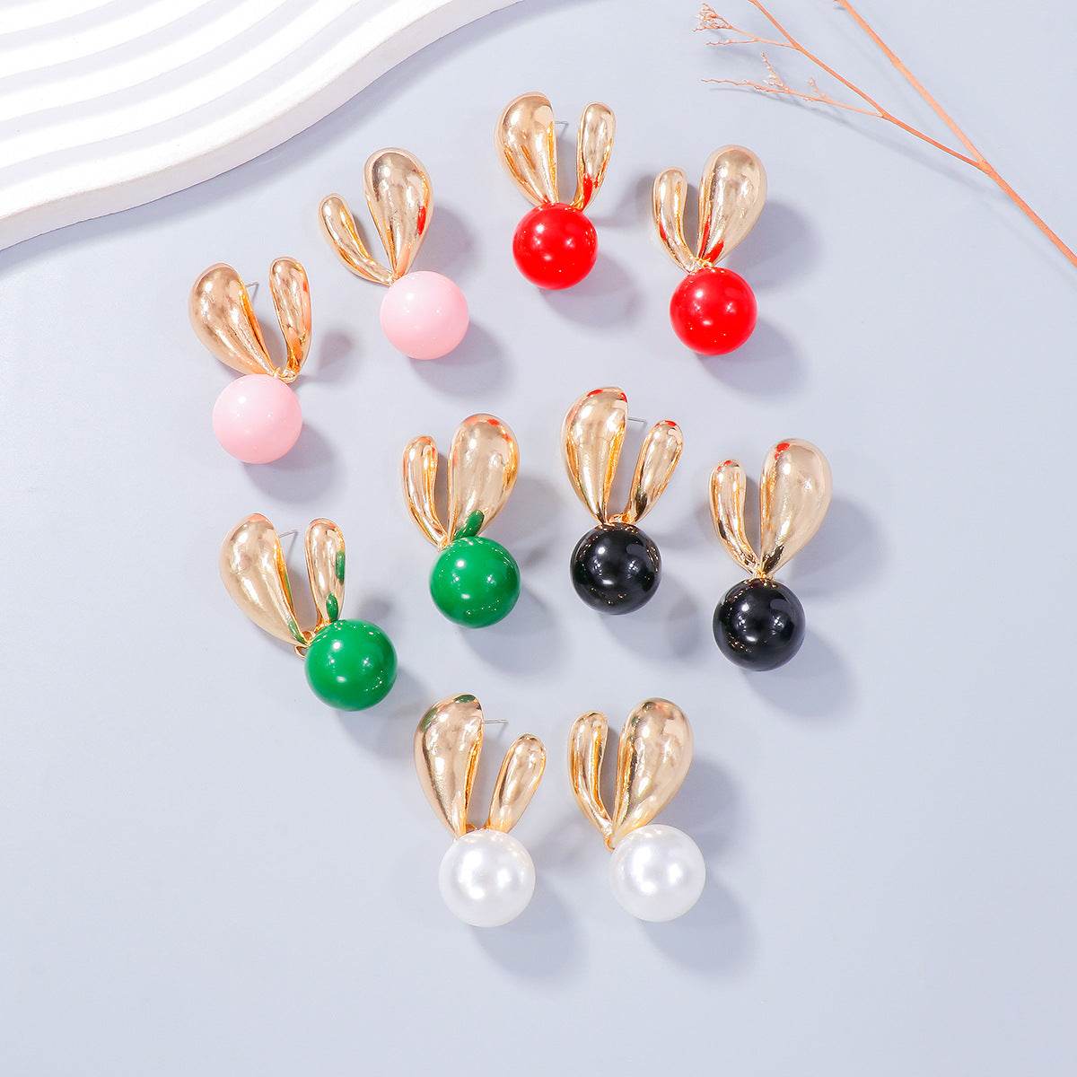 Alloy Drip Oil Bunny Earrings - Selvanelle