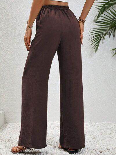Wide Leg Drawstring Pants for Women in Opaque Fabric - Selvanelle