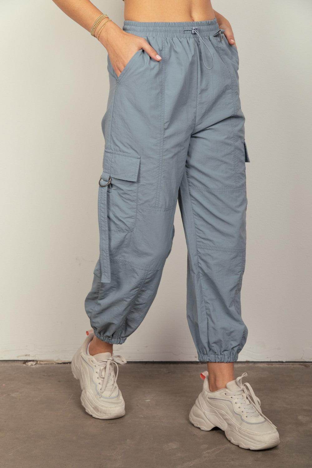 Very J Elastic Waist Woven Cargo Pants for Trendy Style - Selvanelle