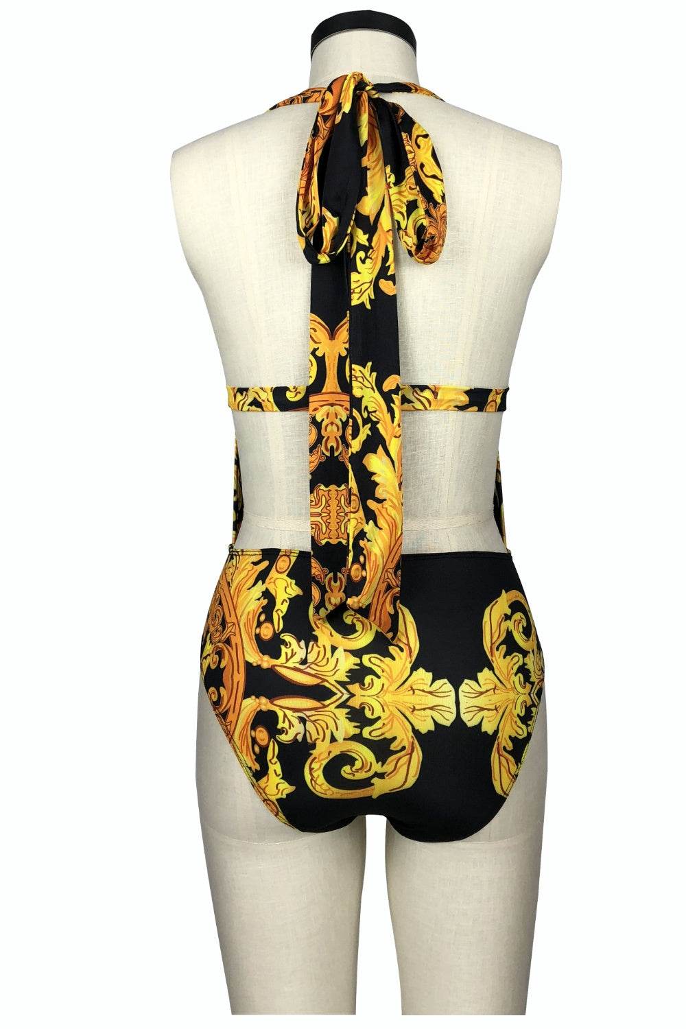 Printed Plunge One-Piece and Cover Up Swim Set - Selvanelle