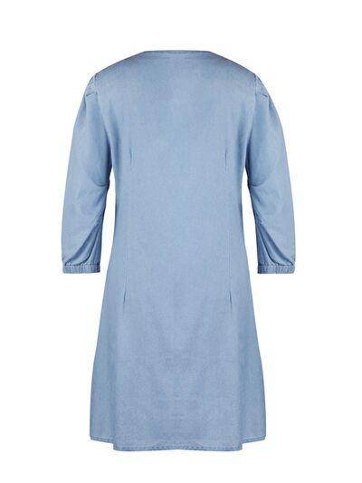 Full Size V-Neck Half Sleeve Dress for Everyday Wear - Selvanelle