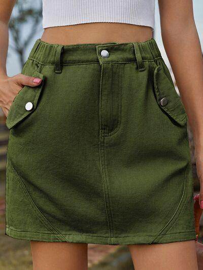 Stylish Pocketed Buttoned Mini Denim Skirt for Women - Selvanelle