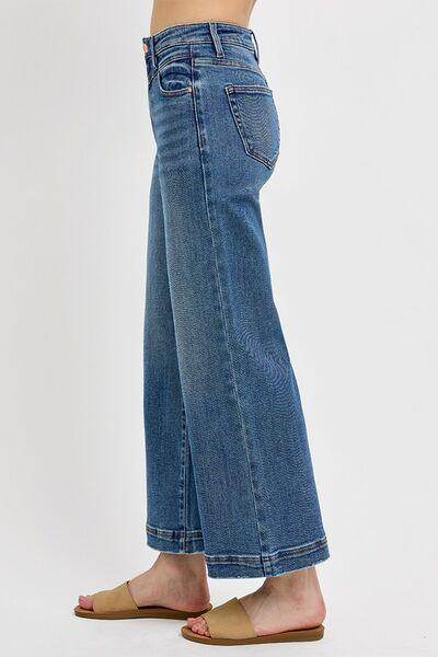 RISEN Full Size High Rise Crop Wide Leg Jeans Plus Size - Selvanelle