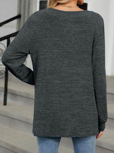 Cutout Round Neck Long Sleeve T-Shirt for Women Fashion - Selvanelle
