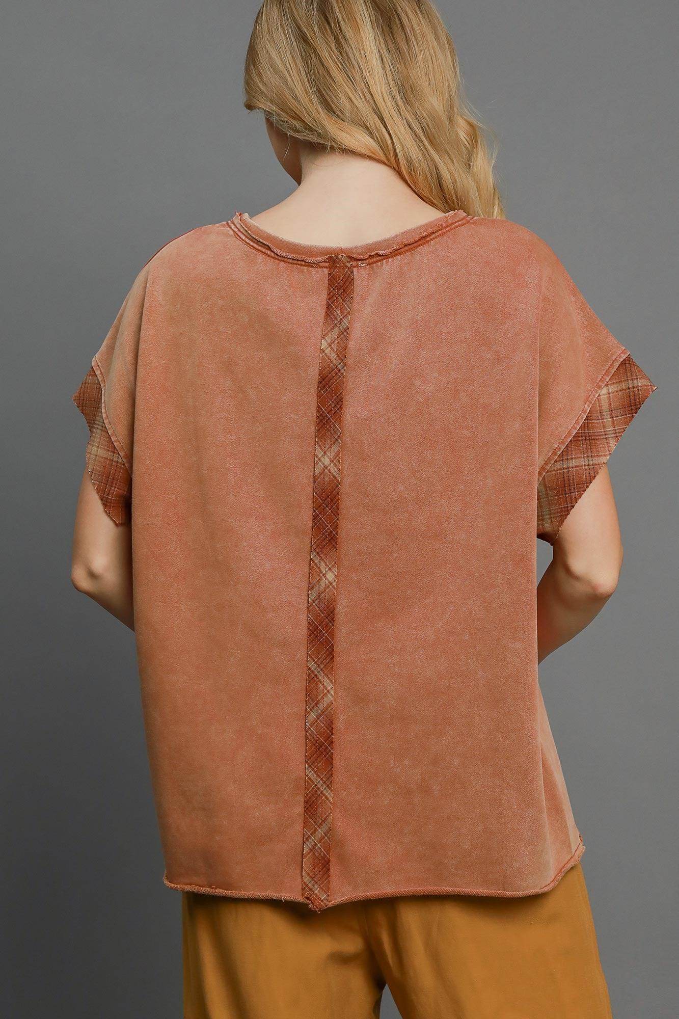 Umgee Peace Applique Round Neck French Terry Top for Women - Selvanelle