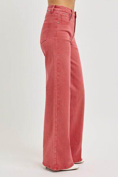 RISEN Full Size High Rise Tummy Control Wide Leg Jeans - Selvanelle