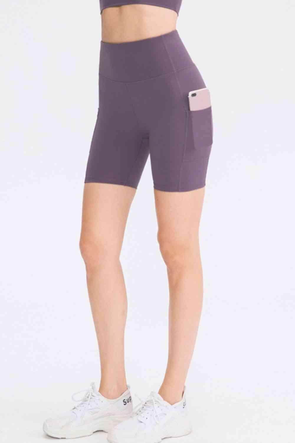 Wide Waistband Sports Shorts with Pockets for Active Wear - Selvanelle