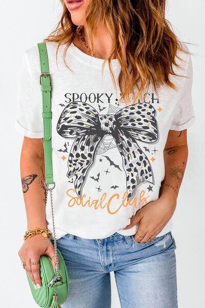 Graphic Round Neck Short Sleeve T-Shirt for Women - Selvanelle