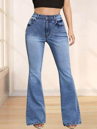 Bow Back Flare Jeans with Stylish Back Bow Detail - Selvanelle