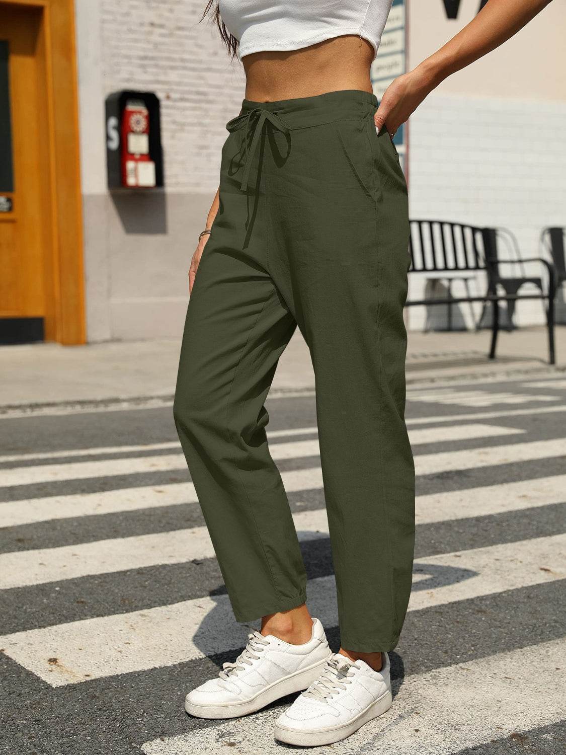 Elastic Waist Tapered Pants - Selvanelle