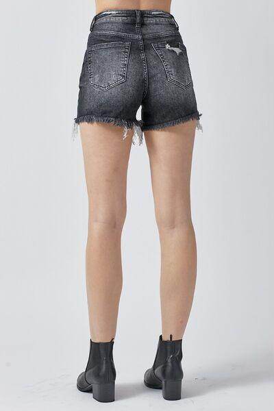 RISEN Full Size High Rise Distressed Denim Shorts for Women - Selvanelle