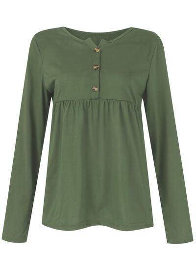 Half Button Long Sleeve T-Shirt for Women Stylish Fit - Selvanelle