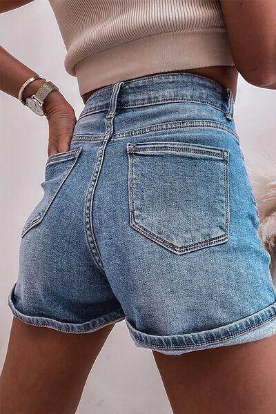 Rhinestone High Waist Denim Shorts for Stylish Summer Wear - Selvanelle