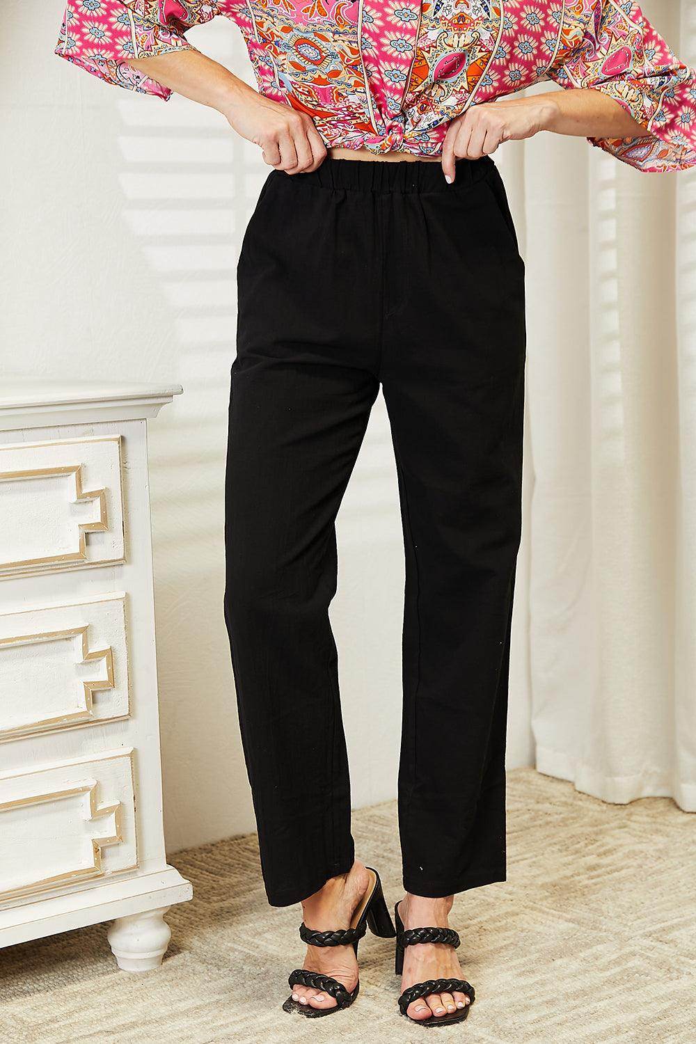 Shiny Pull-On Pants with Pockets for Stylish Comfort - Selvanelle