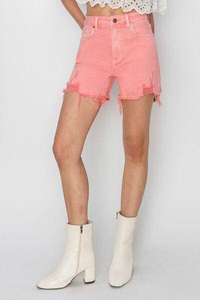 RISEN High Rise Distressed Denim Shorts for Trendy Style - Selvanelle