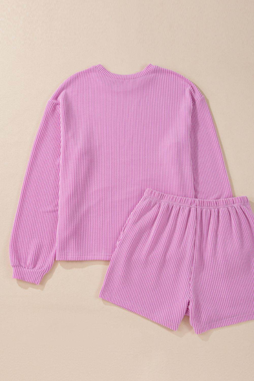 Bubble Gum Rabbit Sequin Corded Rib Top and Shorts Set - Selvanelle