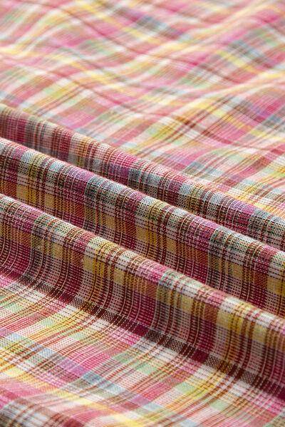 Multi-Color Plaid Round Neck Long Sleeve Blouse for Women - Selvanelle