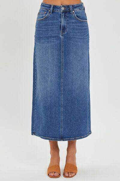 RISEN High Rise Back Slit Denim Skirt for Women Fashion - Selvanelle