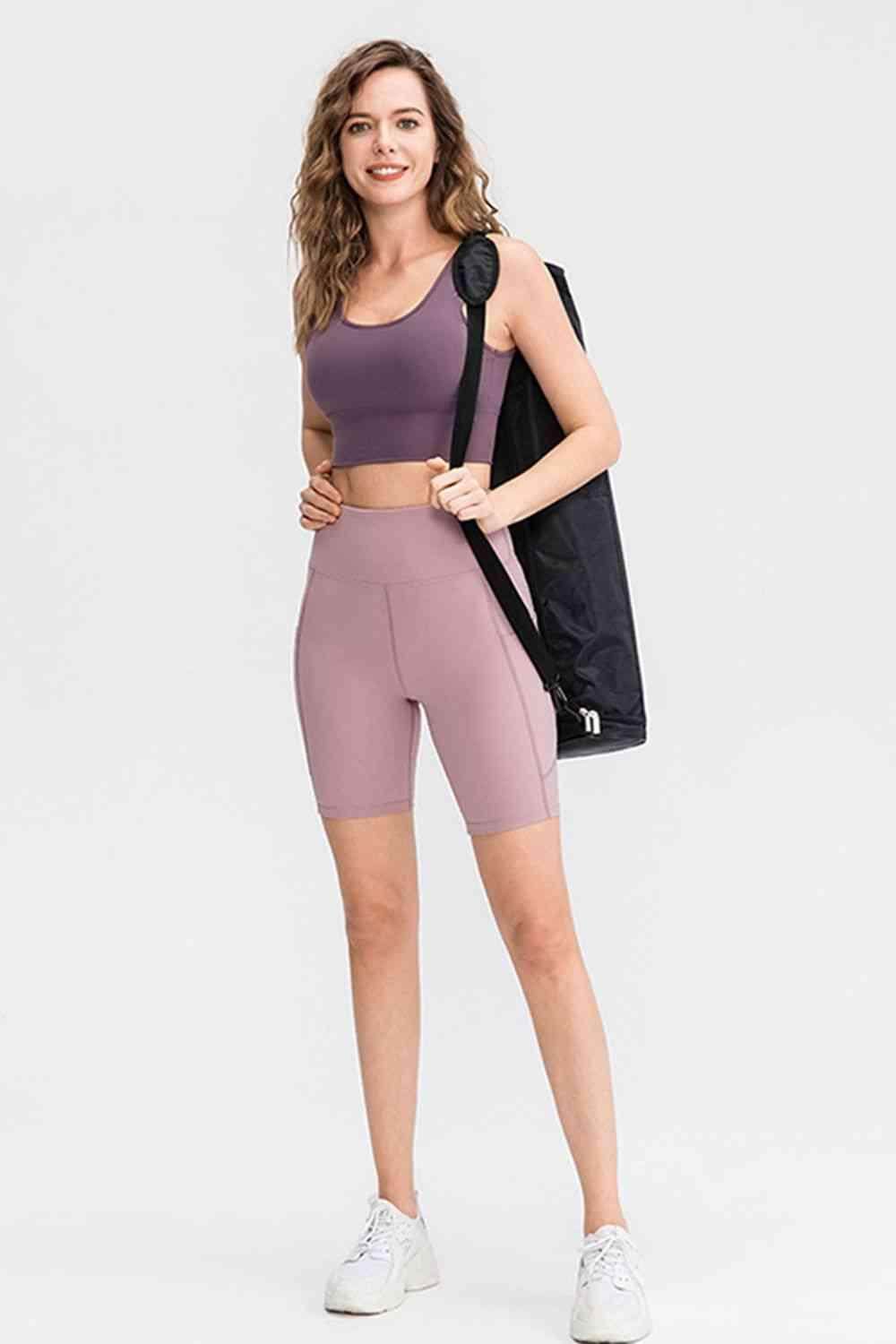 Wide Waistband Sports Shorts with Pockets for Active Wear - Selvanelle