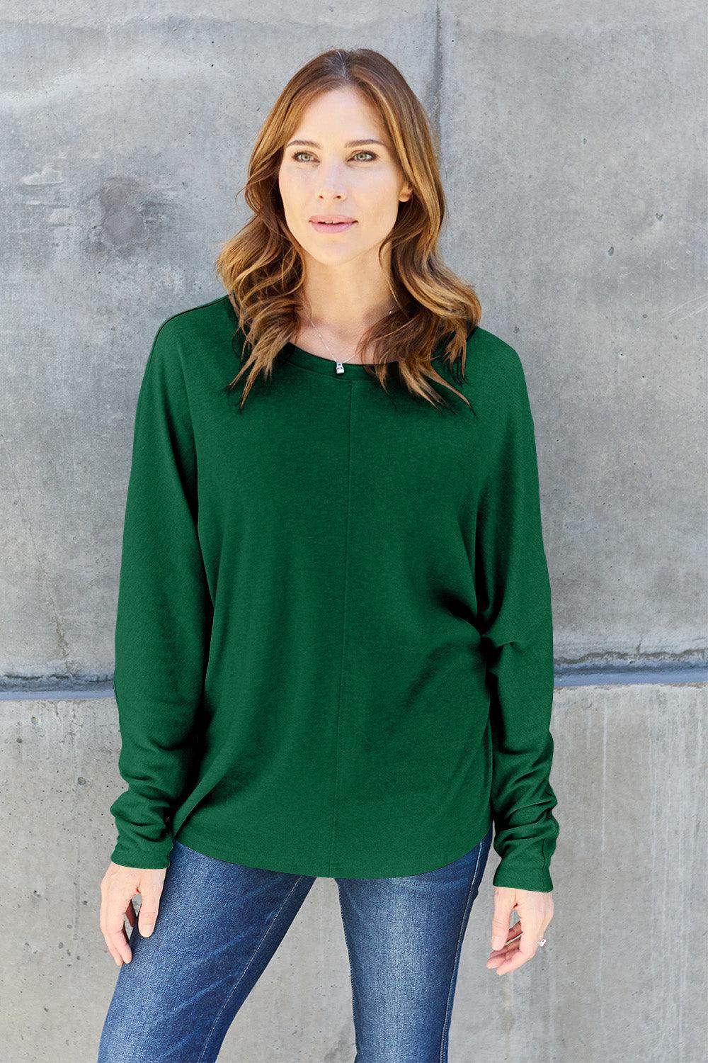 Double Take Full Size Round Neck Long Sleeve T-Shirt for Women - Selvanelle