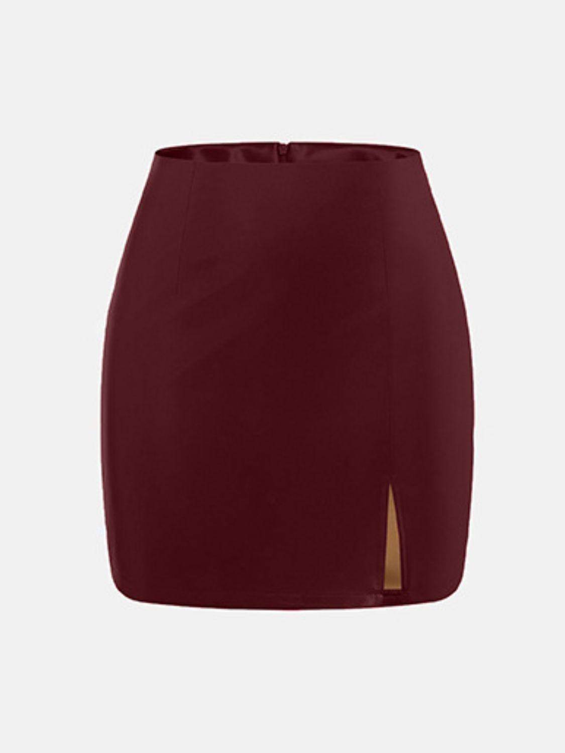 Stylish Slit Mini Skirt with Zipper for Fashionable Looks - Selvanelle