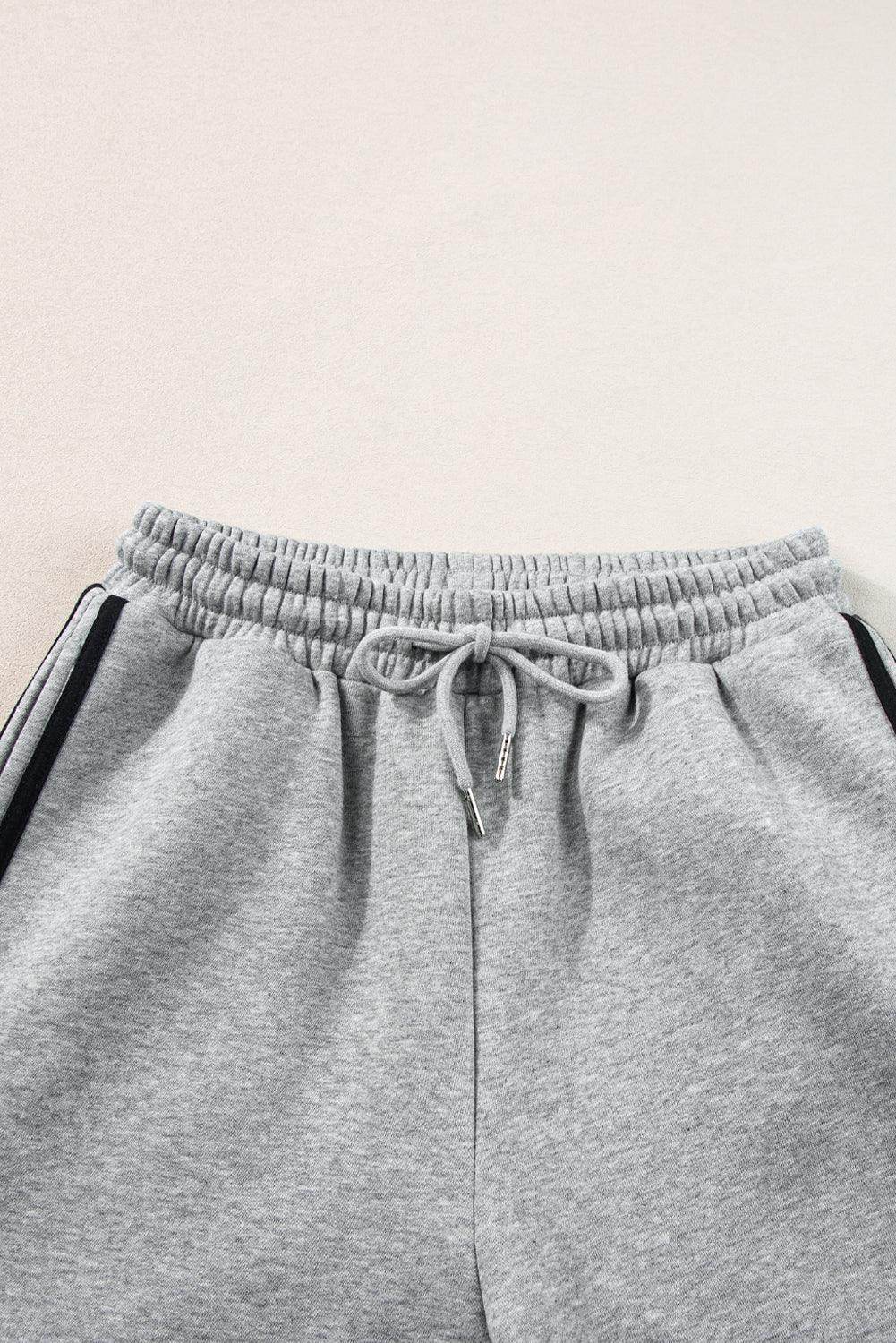 Side Striped Round Neck Top and Pants Active Set for Women - Selvanelle