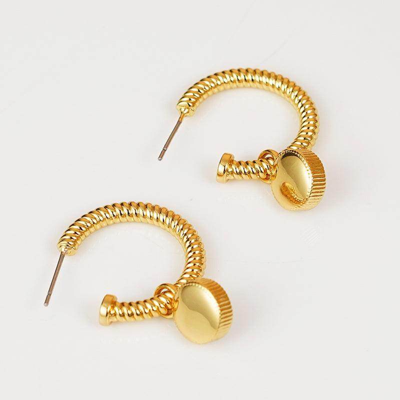 Rope Cat's Eye Stone C-Hoop Earrings for Elegant Style - Selvanelle