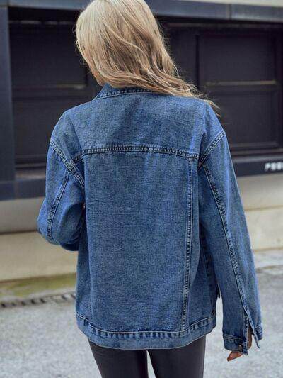 Pocketed Button Down Collared Neck Denim Top for Women - Selvanelle