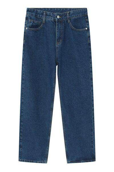 Straight Leg Jeans with Pockets for All-Day Comfort - Selvanelle