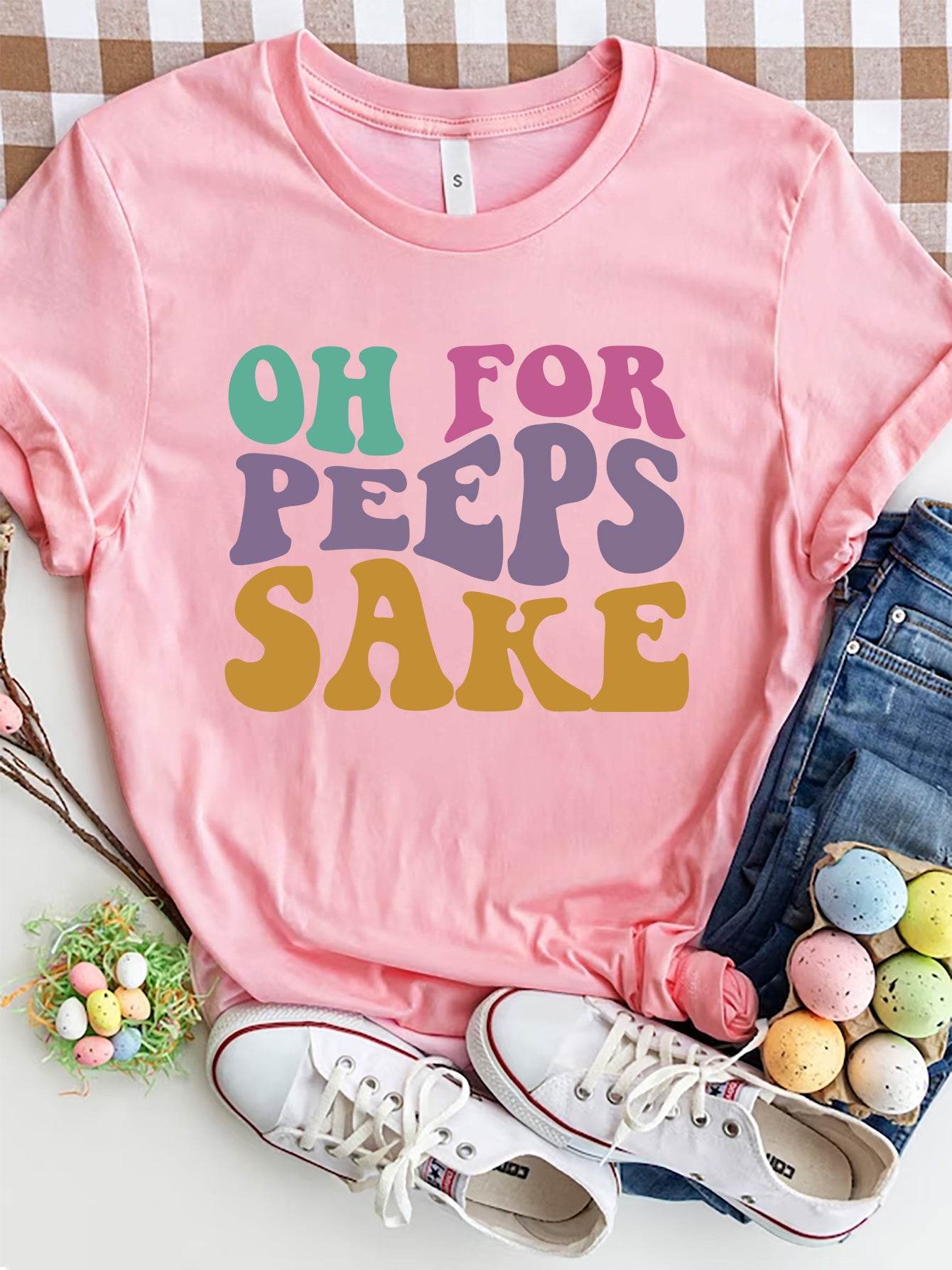 OH FOR PEEPS SAKE Round Neck T-Shirt - Selvanelle