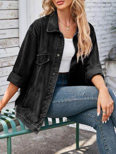 Button Up Long Sleeve Denim Jacket for Stylish Outfits - Selvanelle