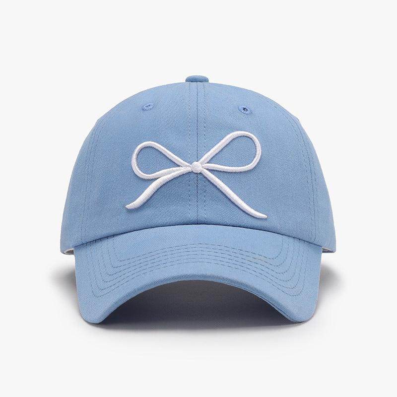 Bow Embroidered Cotton Baseball Cap for Stylish Comfort - Selvanelle