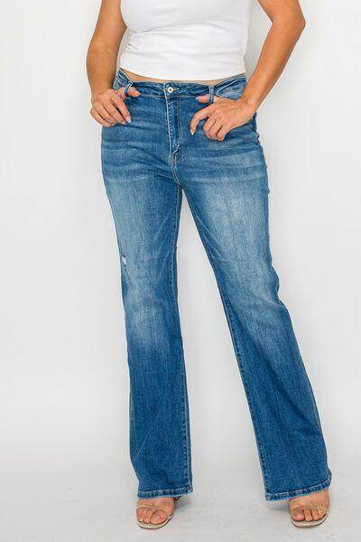 Bytos Full Size Distressed High Rise Jeans With Pockets - Selvanelle
