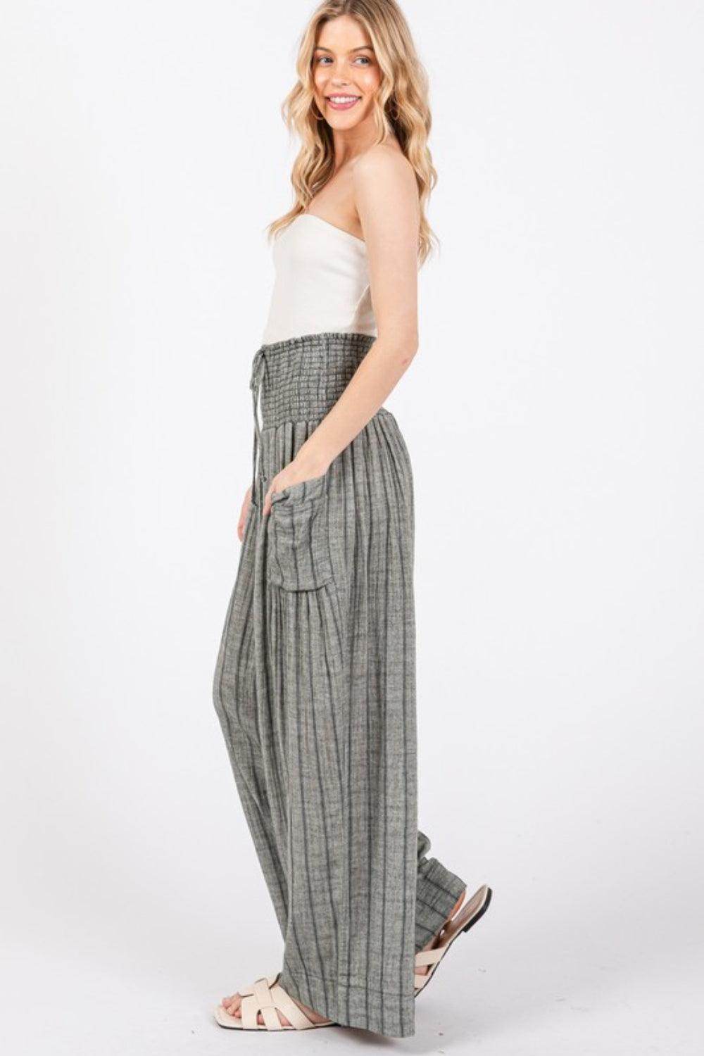 SAGE + FIG Cotton Gauze Wash Stripe Pants for Women - Selvanelle