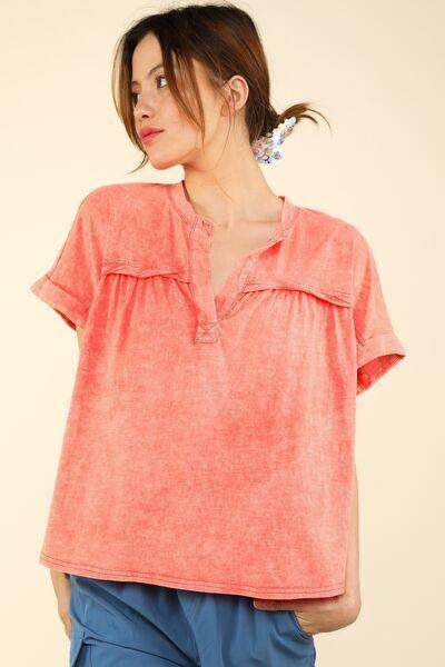 Very J Nochted Short Sleeve Washed T-Shirt for Women - Selvanelle